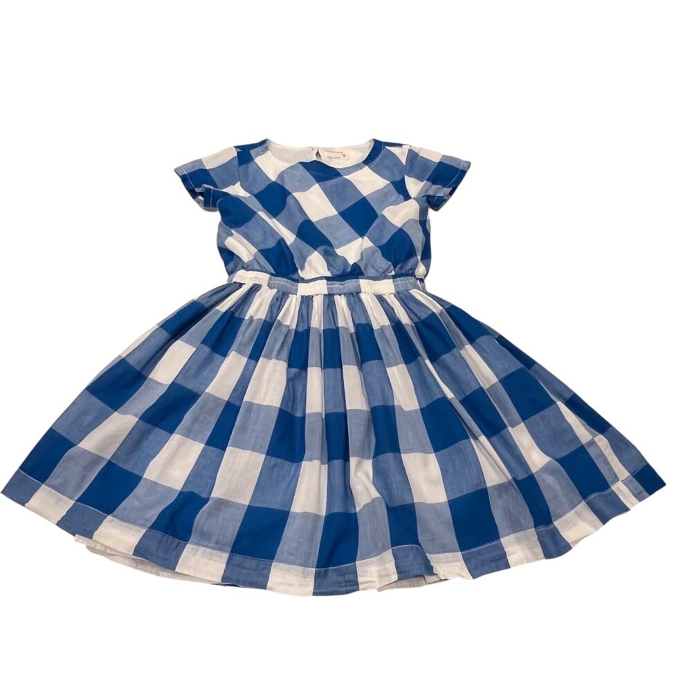 Crewcuts Gingham Short Sleeve Cotton Dress, Blue White, 10
